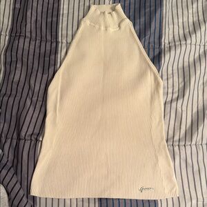 Guess Cream Ribbed Halter Top